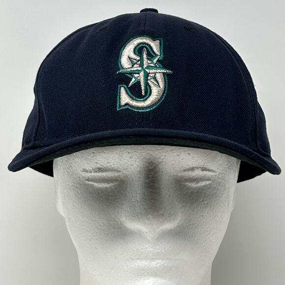 Seattle Mariners Hat Baseball Cap Fitted 7 3/4 Blue New Era 59Fifty Made In USA - Picture 2 of 9